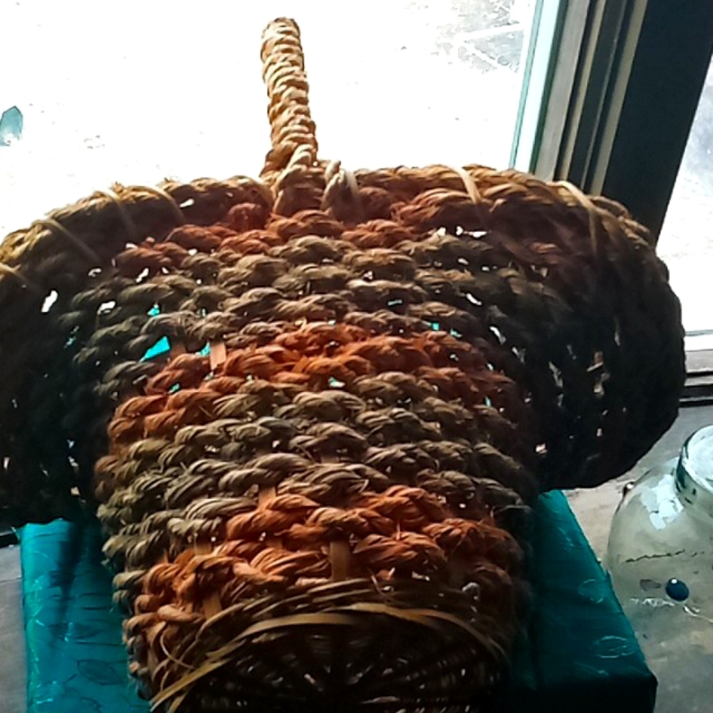 Vintage hemp rope and wicker basket